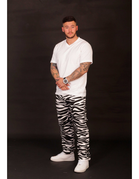Animal Chino Pants Zebra White
