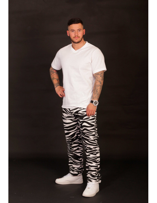 Animal Chino Pants Zebra White