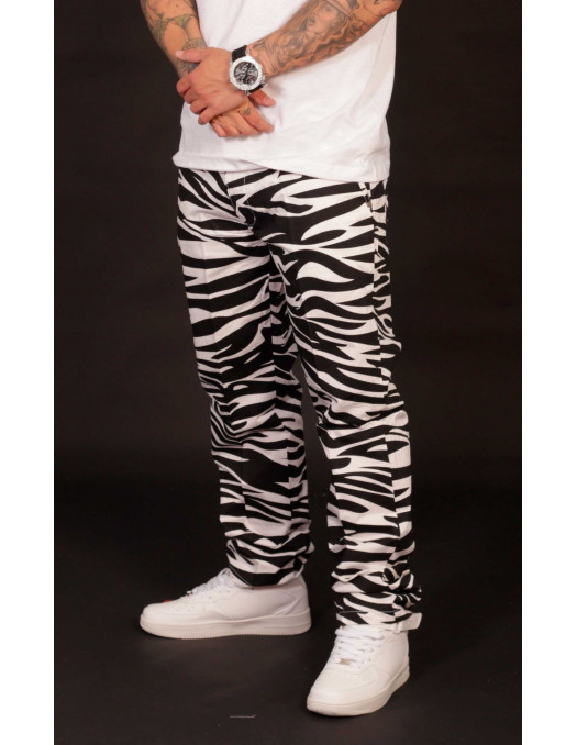 Animal Chino Pants Zebra White