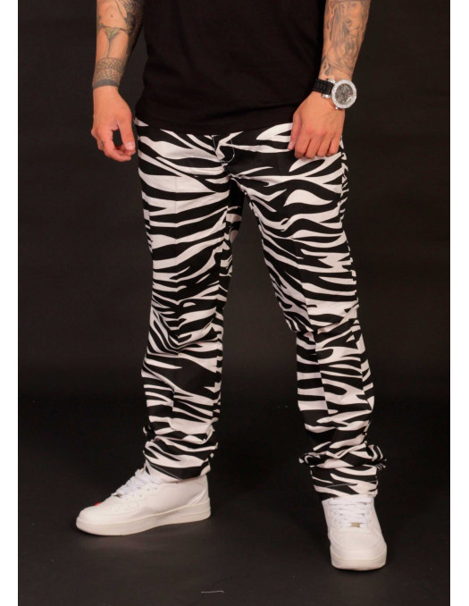 Animal Chino Pants Zebra White