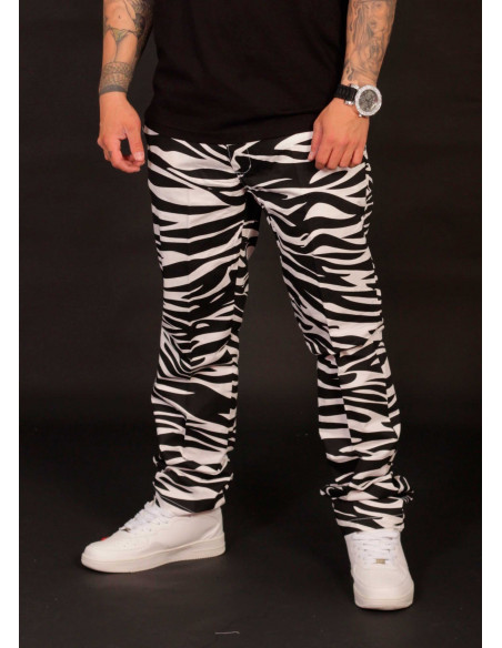 Animal Chino Pants Zebra White