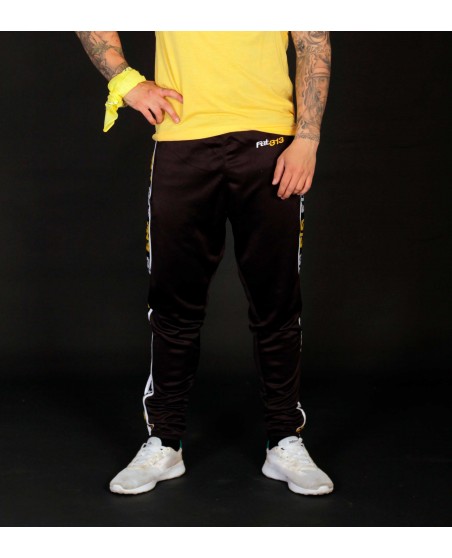 FAT313 Endurance Track Pants Black Yellow/White Stripes