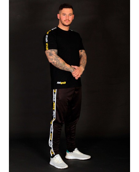 FAT313 Endurance Track Pants Black Yellow/White Stripes