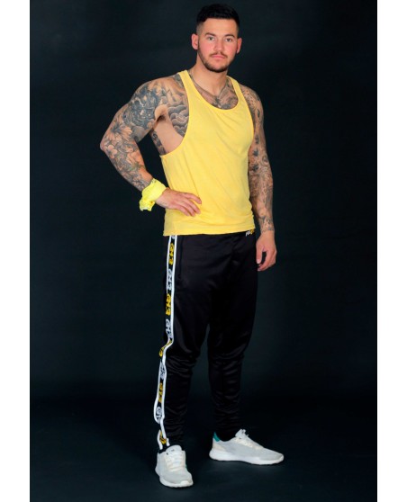FAT313 Endurance Track Pants Black Yellow/White Stripes
