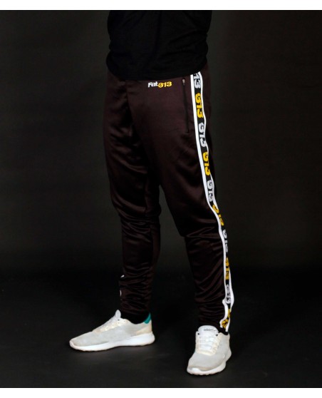 FAT313 Endurance Track Pants Black Yellow/White Stripes