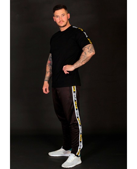 FAT313 Endurance Track Pants Black Yellow/White Stripes