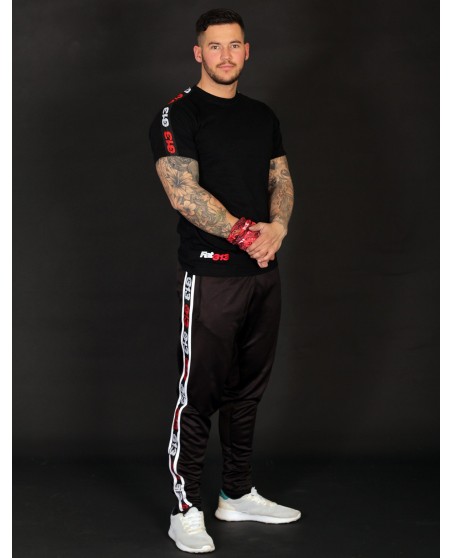 FAT313 Endurance Track Pants Black Red/White Stripes