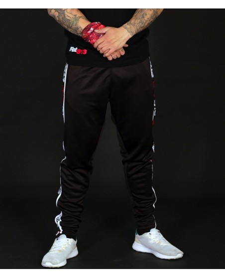 FAT313 Endurance Track Pants Black Red/White Stripes