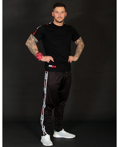 FAT313 Endurance Track Pants Black Red/White Stripes