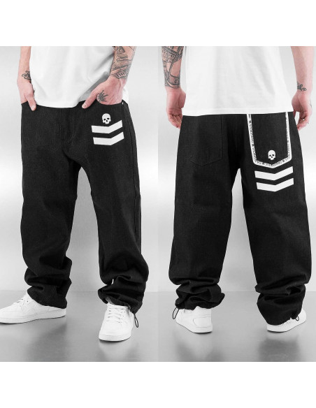DNGRS Skull Baggy Jeans Black
