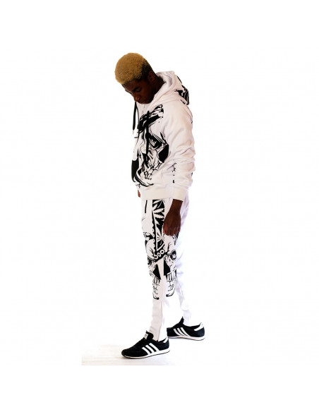 BSAT Panther Track Pants Smokin Skull White