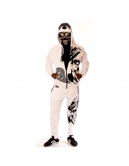 BSAT Panther Track Pants Smokin Skull White
