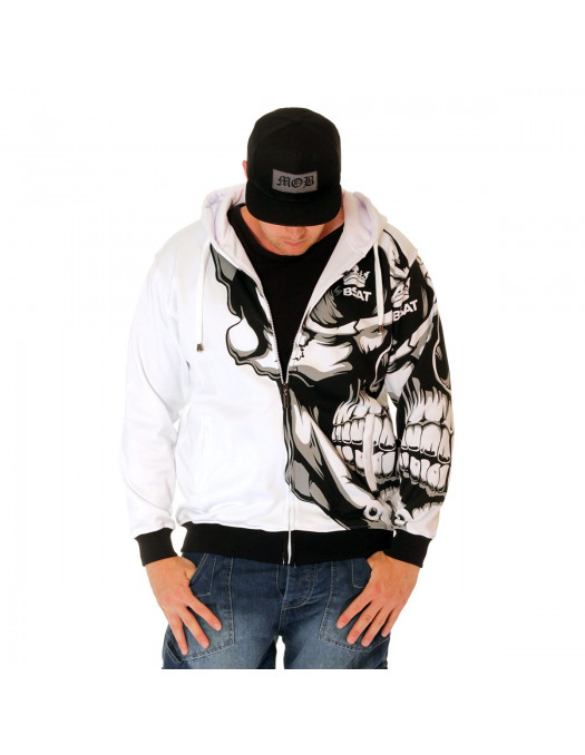 BSAT Crown Skull ZipHoodie White