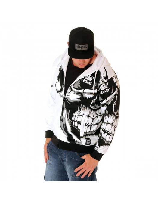 BSAT Crown Skull ZipHoodie White