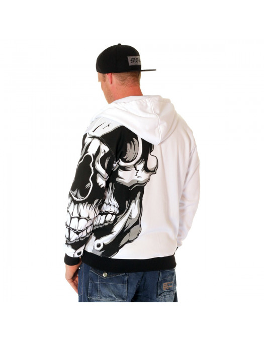 BSAT Crown Skull ZipHoodie White