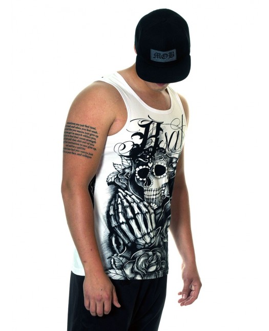 BSAT Praying Skull Tanktop WhiteNBlack