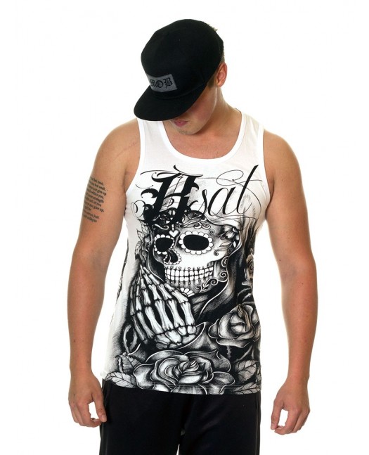 BSAT Praying Skull Tanktop WhiteNBlack