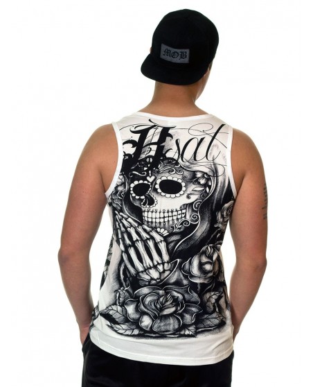 BSAT Praying Skull Tanktop WhiteNBlack