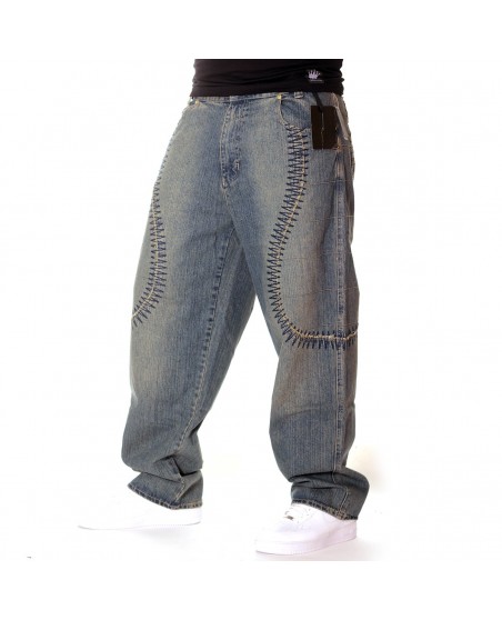 Sean John Premium Baggy Pants Big Blue Stitches