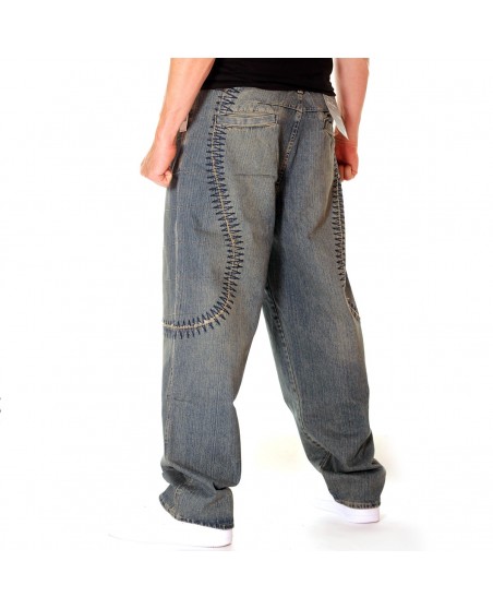 Sean John Premium Baggy Pants Big Blue Stitches