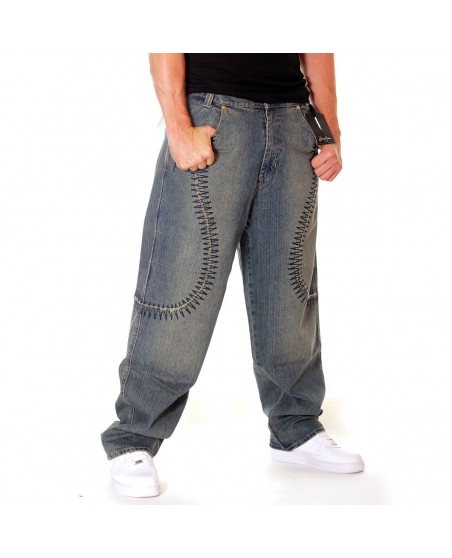 Sean John Premium Baggy Pants Big Blue Stitches