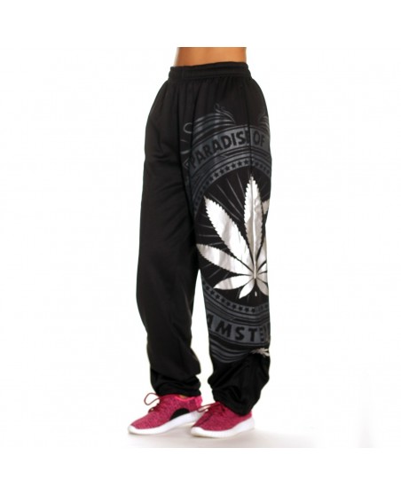 Silver Weed Sweatpants BlackGreyNSilver by BSAT