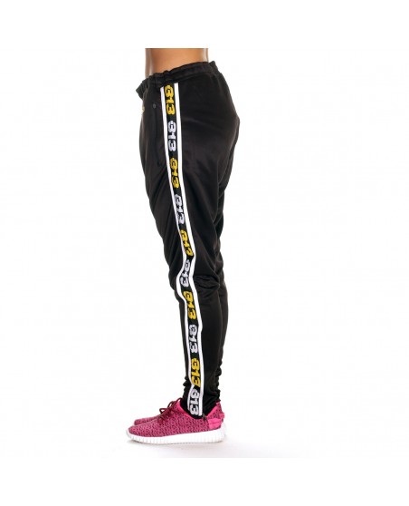 Endurance Track Pants Black with YellowNWhite Stripe by FAT313