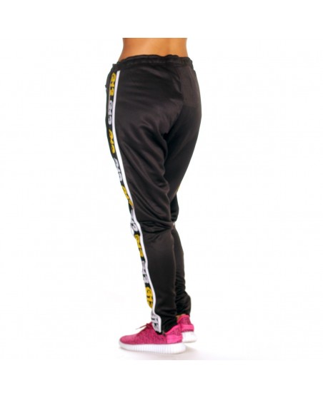 Endurance Track Pants Black with YellowNWhite Stripe by FAT313