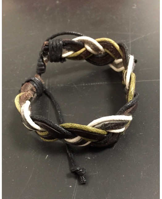 Leather Bracelet/Braided Olive,White...