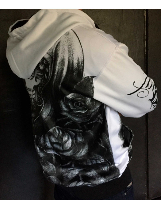 BSAT Praying Skull ZipHoodie WhiteNBlack