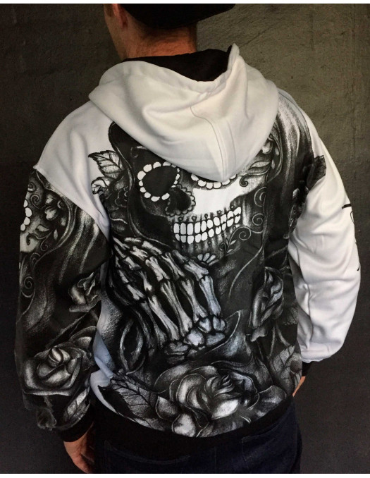 BSAT Praying Skull ZipHoodie WhiteNBlack