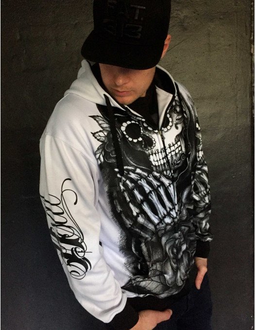 BSAT Praying Skull ZipHoodie WhiteNBlack