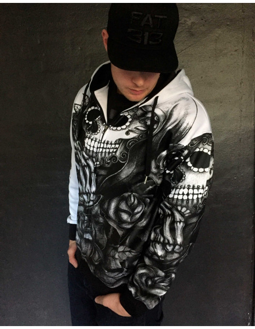 BSAT Praying Skull ZipHoodie WhiteNBlack