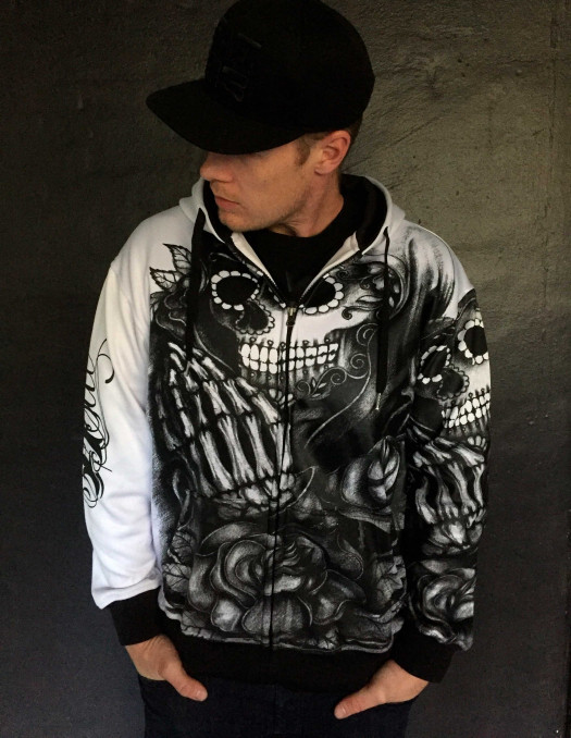 BSAT Praying Skull ZipHoodie WhiteNBlack