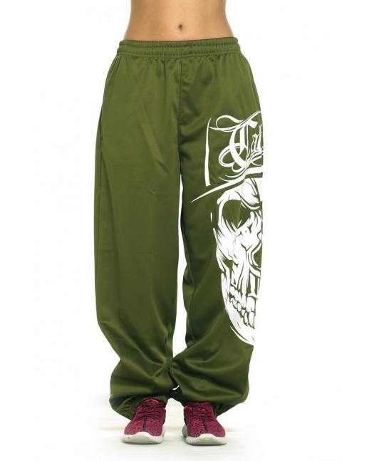 Cali Skull Ladies Sweatpants Olive by...