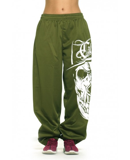 Cali Skull Ladies Sweatpants Olive by BSAT