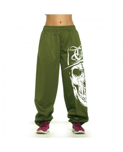 Cali Skull Ladies Sweatpants Olive by...