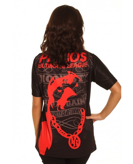 Pitbos Ultimate League female oversize T-Shirt BlackNRed