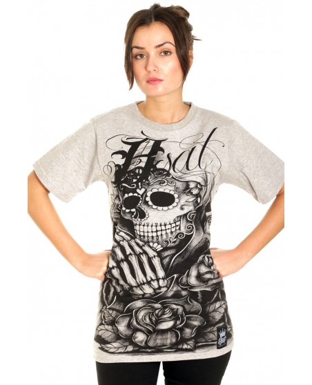 BSAT Praying Skull female T-Shirt Grey
