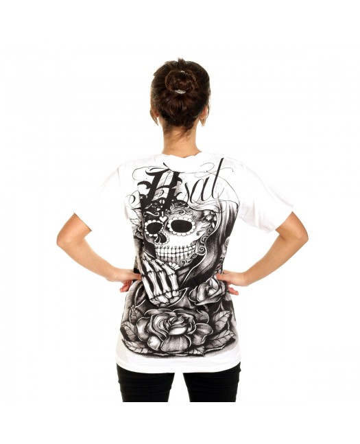 BSAT Praying Skull female T-Shirt White