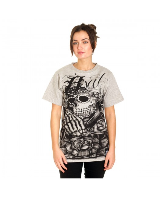 BSAT Praying Skull female T-Shirt Grey