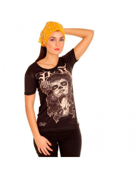 BSAT Skull Chica Tee BlackNBrown