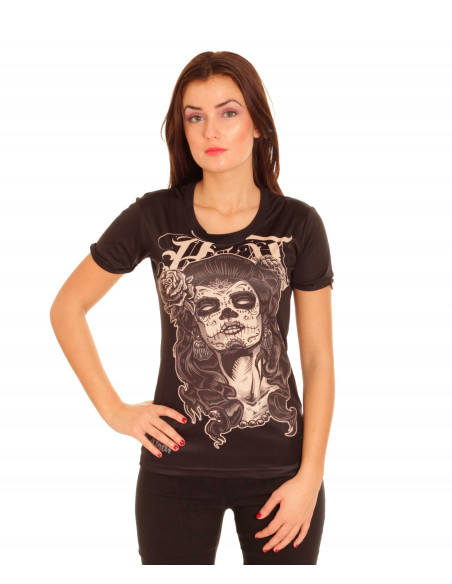 BSAT Skull Chica Tee BlackNBrown