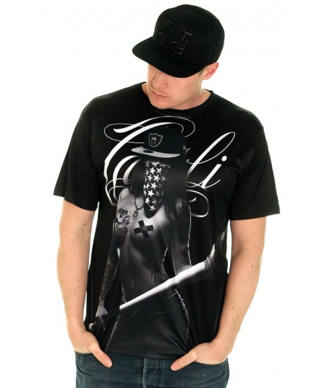 BSAT Baseball Chica Tee Black Custom Fit