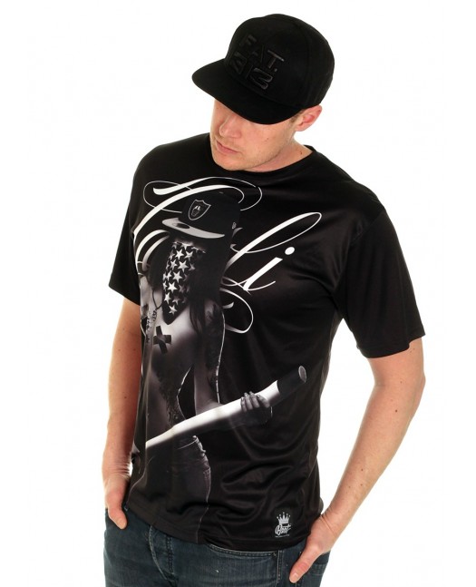 BSAT Baseball Chica Tee Black Custom Fit