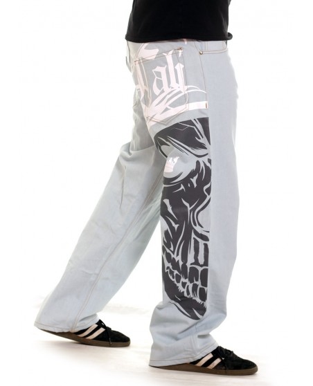 Cali Skull Baggy Jeans Skyblue by BSAT
