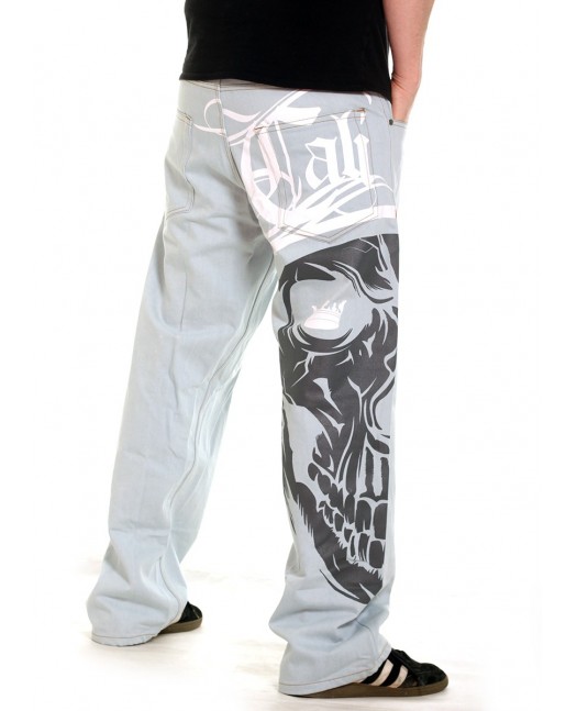 Cali Skull Baggy Jeans Skyblue by BSAT