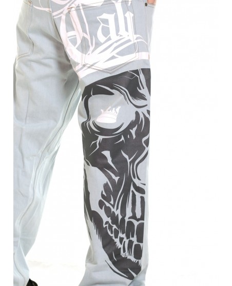 Cali Skull Baggy Jeans Skyblue by BSAT