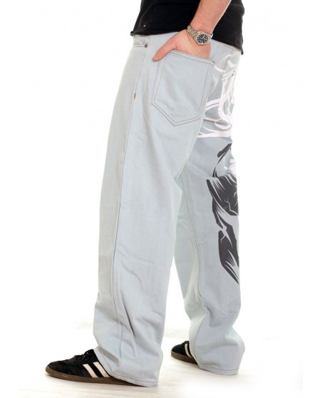 Cali Skull Baggy Jeans Skyblue by BSAT