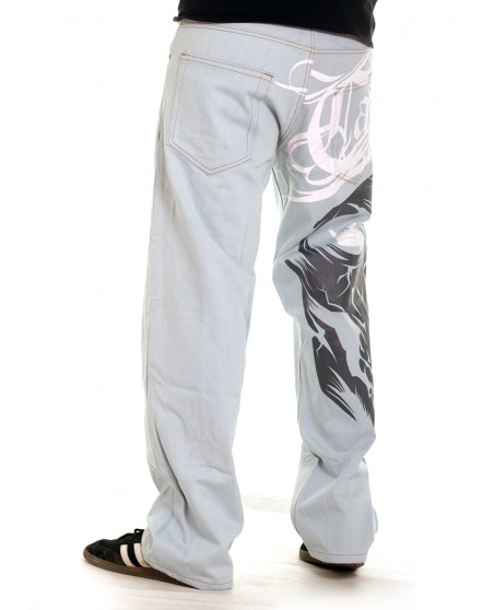 Cali Skull Baggy Jeans Skyblue by BSAT
